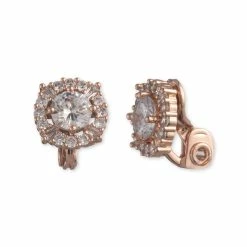 Best deal 🤩 Anne-Klein Jewelry & ⌚ Watches Anne Klein Cubic Zirconia Halo Design Button Clip Earrings 🎉