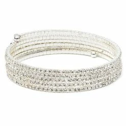 Budget ❤️ Anne-Klein Jewelry & ⌚ Watches Anne Klein Silver-Tone & Crystal Coil Bracelet 🥰