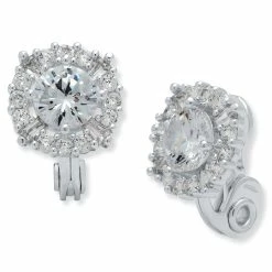 Deals 😍 Anne-Klein Jewelry & ⌚ Watches Anne Klein Crystal Round Halo EZ Comfort Clip On Earrings ❤️