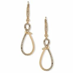 Outlet 🤩 Anne-Klein Jewelry & ⌚ Watches Anne Klein Gold-Tone Crystal Drop Knot Earrings 😍