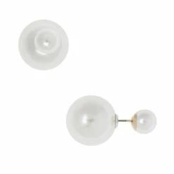 New ❤️ Anne-Klein Jewelry & ⌚ Watches Anne Klein Double Pearl Front-Back Stud Earrings ⌛