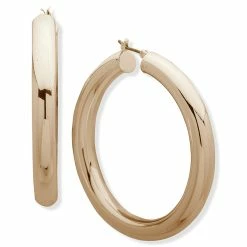 Best Pirce 😍 Anne-Klein Jewelry & ⌚ Watches Anne Klein Gold-Tone 30mm Small Click Top Hoop Earrings 😍