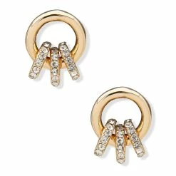 Best reviews of 😉 Anne-Klein Jewelry & ⌚ Watches Anne Klein Gold-Tone Crystal 13mm Mini Pave Hoop Drop Earrings 🔥