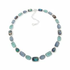 Hot Sale 💯 Anne-Klein Jewelry & ⌚ Watches Anne Klein Silver-Tone Denim Stone Collar Necklace 👏