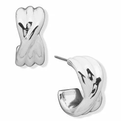 Top 10 🧨 Anne-Klein Jewelry & ⌚ Watches Anne Klein 0.65in. Silver-Tone Loose Braid Clip C Hoop Earrings 🔥