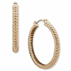 Budget 🔥 Anne-Klein Jewelry & ⌚ Watches Anne Klein 35mm Gold-Tone Omega Hoop Earrings ⌛