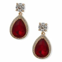 Budget 🌟 Anne-Klein Jewelry & ⌚ Watches Anne Klein Siam Crystal Round Halo Pear Drop Stud Earrings ❤️