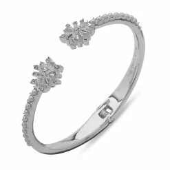 Discount 😉 Anne-Klein Jewelry & ⌚ Watches Anne Klein Silver-Tone Crystal & Pearl Snowflake Hinge Bangle 🧨