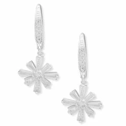 Cheapest 😍 Anne-Klein Jewelry & ⌚ Watches Anne Klein Silver-Tone Crystal Baguette Cluster Drop Earrings ⌛