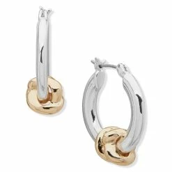Best Pirce 😉 Anne-Klein Jewelry & ⌚ Watches Anne Klein Two-Tone 22mm Hoop Earrings 😀