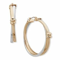 Buy ⭐ Anne-Klein Jewelry & ⌚ Watches Anne Klein Two-Tone 48mm Hoop Earrings ⌛