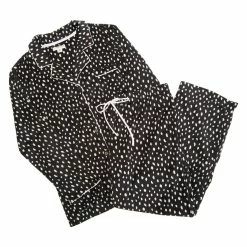 New โ Anne-Klein Pajamas ๐ฉ Womens Anne Klein Dots Long Sleeve Collar Velour Pajama Set โจ