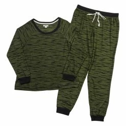 Promo 😀 Anne-Klein Pajamas 👩 Womens Anne Klein Long Blouson Sleeve Zebra Joggers Pajama Set 🤩