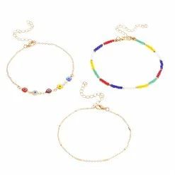 Brand new ⭐ Ashley-by-Ashley-Cooper Jewelry & ⌚ Watches Ashley 3pc. Multi-Colored Bead And Evil Eye Anklet Set ✨