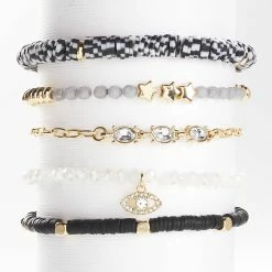 Buy 🤩 Ashley-by-Ashley-Cooper Jewelry & ⌚ Watches Ashley Evil Eye Star Coin Friendship & Stretch Bracelet Set 👏