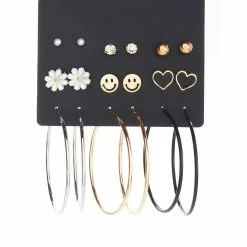 Top 10 👏 Ashley-by-Ashley-Cooper Jewelry & ⌚ Watches Ashley Flowers Hearts And Smiley Faces Post And Hoop Earrings ⌛
