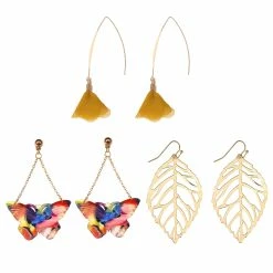 New ❤️ Ashley-by-Ashley-Cooper Jewelry & ⌚ Watches Ashley 3pc. Butterfly Lefa And Flower Dangle Earrings Set 😉