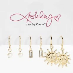 Coupon ๐ Ashley-by-Ashley-Cooper Jewelry & โ Watches Ashley Endless Hoops Rectangle And Sunburst Drop Earrings Set ๐