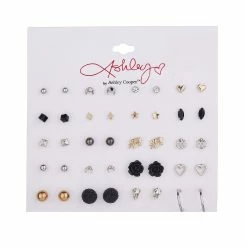 Brand new 😉 Ashley-by-Ashley-Cooper Jewelry & ⌚ Watches Ashley Black Gold And Silver Stud 20pc. Earrings Pack 🧨