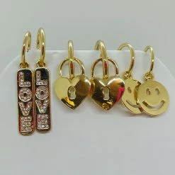 Promo ⭐ Ashley-by-Ashley-Cooper Jewelry & ⌚ Watches Ashley 3pc. Gold Leverback/Heart/Smiley Earrings 🔔