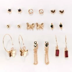 Brand new ❤️ Ashley-by-Ashley-Cooper Jewelry & ⌚ Watches Ashley 9pc. Assorted Gold Earrings And Color Crystal Studs 🎁