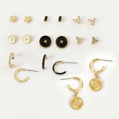 Discount 👍 Ashley-by-Ashley-Cooper Jewelry & ⌚ Watches Ashley Gold And Black Enamel Earrings Set 😀