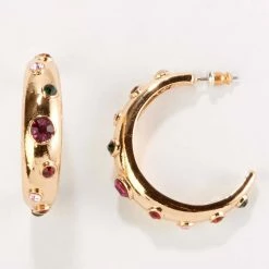 Discount 👏 Ashley-by-Ashley-Cooper Jewelry & ⌚ Watches Ashley Multi-Color Stone Hoop Earrings 🛒