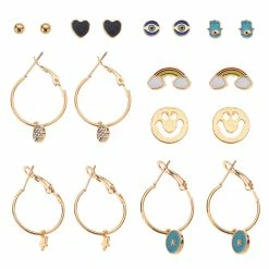 Hot Sale 🎉 Ashley-by-Ashley-Cooper Jewelry & ⌚ Watches Ashley 9pc. Novelty Enamel Stud And Hoop Earrings Set 🧨