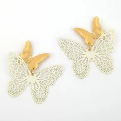 Cheapest 🥰 Ashley-by-Ashley-Cooper Jewelry & ⌚ Watches Ashley Iridescent Double Butterfly Drop Earrings 🛒