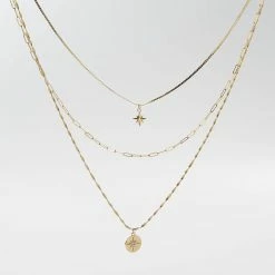 New 🥰 Ashley-by-Ashley-Cooper Jewelry & ⌚ Watches Ashley 3-Row Starburst And Coin Pendant Layered Necklace 💯