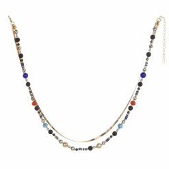 Deals 🥰 Ashley-by-Ashley-Cooper Jewelry & ⌚ Watches Ashley Two Row Eclectic Beaded Necklace With Gold Cobra Chain 🥰