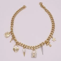 Cheapest ⭐ Ashley-by-Ashley-Cooper Jewelry & ⌚ Watches Ashley Rhodium With Gold Charm Necklace 😍
