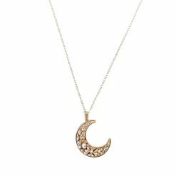 Wholesale ❤️ Ashley-by-Ashley-Cooper Jewelry & ⌚ Watches Ashley Gold Necklace With Glass Clear Stone Moon Pendant 😍