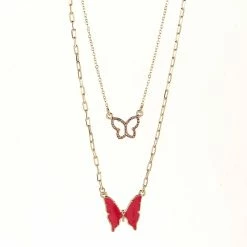 Budget 😍 Ashley-by-Ashley-Cooper Jewelry & ⌚ Watches Ashley Double Layered Butterfly Necklace 👏