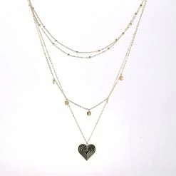 Outlet ⌛ Ashley-by-Ashley-Cooper Jewelry & ⌚ Watches Ashley 4 Row Gold Plated Discs And Black Heart Pendant 🛒