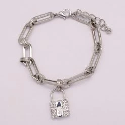 Hot Sale 🥰 Ashley-by-Ashley-Cooper Jewelry & ⌚ Watches Ashley Silver Bracelet With Lock Charm 💯