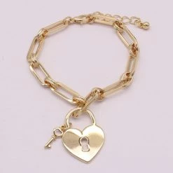 Discount ⭐ Ashley-by-Ashley-Cooper Jewelry & ⌚ Watches Ashley Gold Heart Lock With Key Bracelet 💯