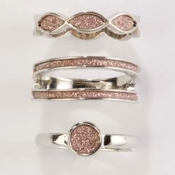 Wholesale ⌛ Ashley-by-Ashley-Cooper Jewelry & ⌚ Watches Ashley 3pc. Silver And Pink Glitter Ring Set 😍