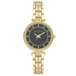 Best deal 🎉 Anne-Klein Jewelry & ⌚ Watches Anne Klein Gold-Tone Crystal Accent ⌚ Watch - AK-3114BKGB ❤️