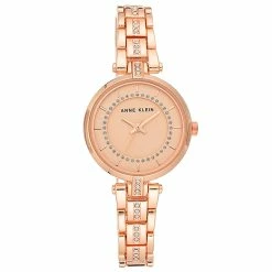 Buy 😀 Anne-Klein Jewelry & ⌚ Watches 👩 Womens Anne Klein Rose Gold-Tone Crystal ⌚ Watch - AK-3114RGRG ✔️