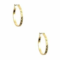 Top 10 👍 Anne-Klein Jewelry & ⌚ Watches Anne Klein Goldtone Hoop Pierced Pattern Earrings 🤩