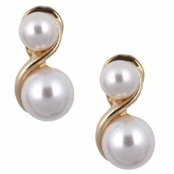 Top 10 🤩 Anne-Klein Jewelry & ⌚ Watches Anne Klein Faux Pearl Clip On Double Drop Earrings 🌟